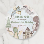 Cute Dragon 1st Birthday Party Bedankjes Labels (Achterkant)