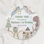 Cute Dragon 1st Birthday Party Bedankjes Labels (Voorkant)