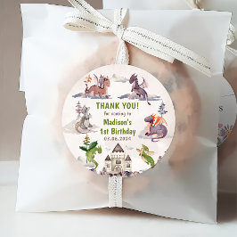 Cute Dragon 1st Birthday Party Bedankjes Labels