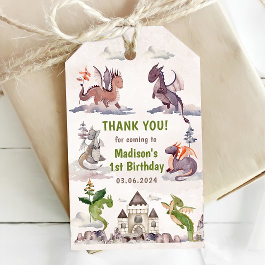 Cute Dragon 1st Birthday Party Cadeaulabel
