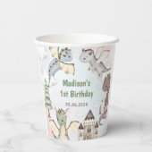 Cute Dragon 1st Birthday Party Papieren Bekers (Achterkant)
