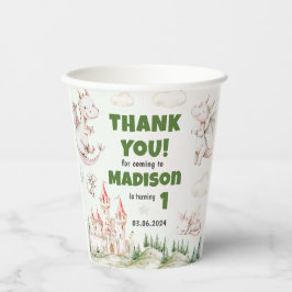 Cute Dragon 1st Birthday Party Papieren Bekers