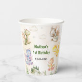 Cute Dragon 1st Birthday Party Papieren Bekers (Achterkant)
