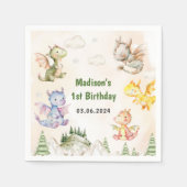 Cute Dragon 1st Birthday Party Servet (Voorkant)