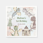 Cute Dragon 1st Birthday Party Servet (Voorkant)