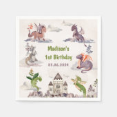 Cute Dragon 1st Birthday Party Servet (Voorkant)