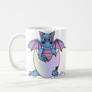 Cute Dragon Baby in Cracked Egg - Blauw / Paars Koffiemok