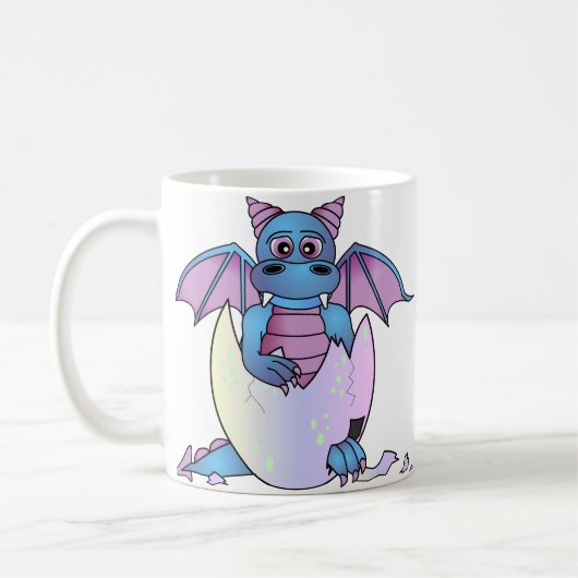 Cute Dragon Baby in Cracked Egg - Blauw / Paars Koffiemok (Links)