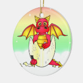 Cute Dragon Baby in gekraakte eieren - Rood/Geel Keramisch Ornament (Links)