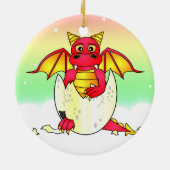 Cute Dragon Baby in gekraakte eieren - Rood/Geel Keramisch Ornament (Achterkant)