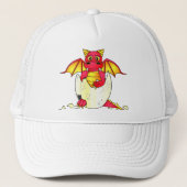Cute Dragon Baby in gekraakte eieren - Rood/Geel Trucker Pet (Voorkant)