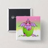 Cute Dragon Baby in gekraakte eieren - Roze / Paar Vierkante Button 5,1 Cm (Voorkant /achterkant)