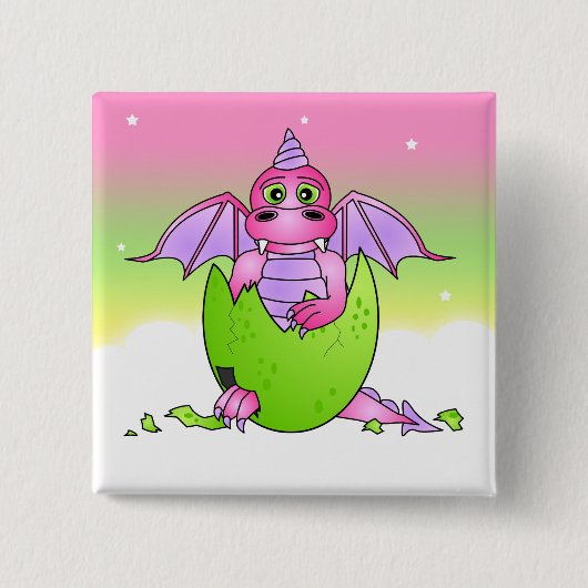 Cute Dragon Baby in gekraakte eieren - Roze / Paar Vierkante Button 5,1 Cm (Voorkant)