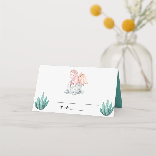 Cute Dragon Baby Shower & Birthday Table Name  Plaatskaartje (Voorkant)