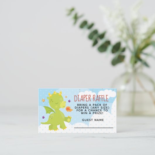 Cute Dragon Baby shower Diaper Raffle Informatiekaartje (Staand voorkant)