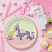 Cute Dragon Birthday Party Papieren Bordje (Feest)