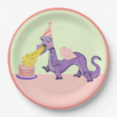 Cute Dragon Birthday Party Papieren Bordje (Voorkant)