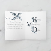 Cute Dragon Blue Hearts Grandson Valentijnsdag Kaart (Binnen)