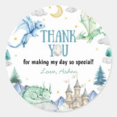 Cute Dragon Boy Birthday Ronde Sticker (Voorkant)