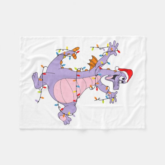 Cute Dragon Christmas Lights Santa Hat Animal Men Fleece Deken (Voorkant (Horizontaal))