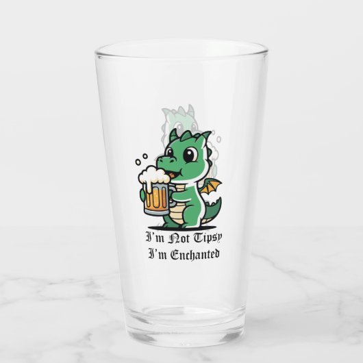 Cute Dragon Drinking Beer Glas (Achterkant)
