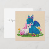 Cute Dragon en Unicorn in Love Holiday Kaart (Voorkant / Achterkant)