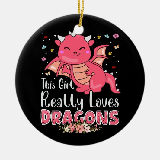 Cute Dragon Girl houdt van dragons die fantasy Fir Keramisch Ornament (Voorkant)