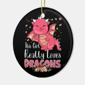 Cute Dragon Girl houdt van dragons die fantasy Fir Keramisch Ornament (Links)