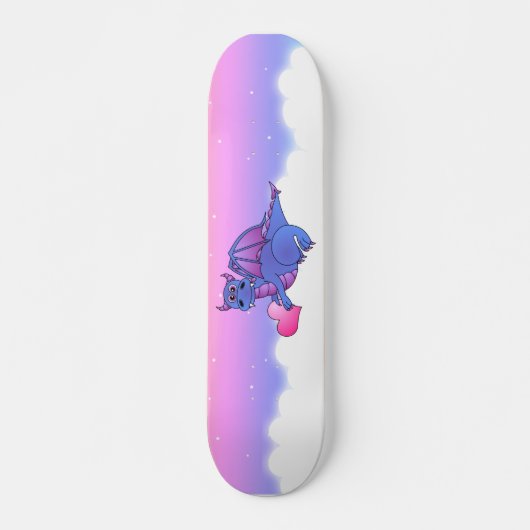 Cute Dragon Heart Blue - Roze - Paarse skateboard (Voorkant)