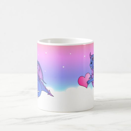 Cute Dragon Heart Mok Blue - Roze - Paars (Center)