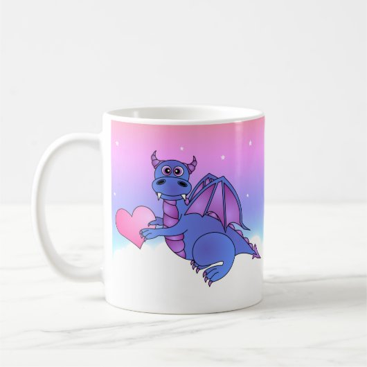 Cute Dragon Heart Mok Blue - Roze - Paars (Links)