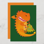 Cute Dragon Holding kerstboom Feestdagenkaart (Voorkant / Achterkant)