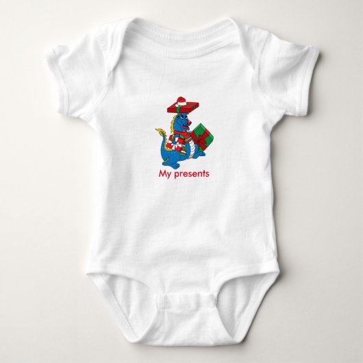 Cute dragon met cadeaus baby creeper romper (Voorkant)