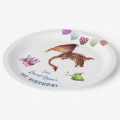 Cute Dragon Monsters Hart Boy First Birthday Papieren Bordje (Gekanteld)