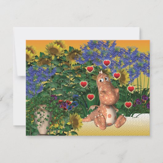 Cute dragon romantic kaart (Voorkant)