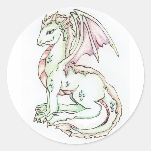 Cute Dragon Ronde Sticker (Voorkant)