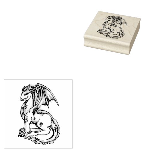 Cute Dragon Rubberstempel (Gestempeld)