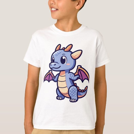 Cute Dragon Skull Mascot Anime Style Vector T-Shir T-shirt (Voorkant)