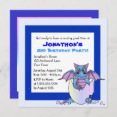 Cute Dragon Thmed Child Birthday - Blue Kaart (Voorkant / Achterkant)