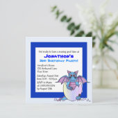 Cute Dragon Thmed Child Birthday - Blue Kaart (Staand voorkant)