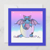 Cute Dragon Thmed Child Birthday - Blue Kaart (Achterkant)