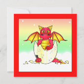 Cute Dragon Threaded Child Birthday - Rood en Geel Kaart (Achterkant)