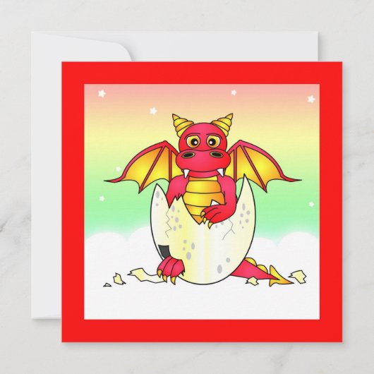 Cute Dragon Threaded Child Birthday - Rood en Geel Kaart (Achterkant)