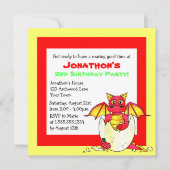 Cute Dragon Threaded Child Birthday - Rood en Geel Kaart (Voorkant)