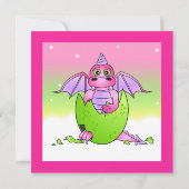 Cute Dragon Threaded Child Birthday - Roze en Groe Kaart (Achterkant)