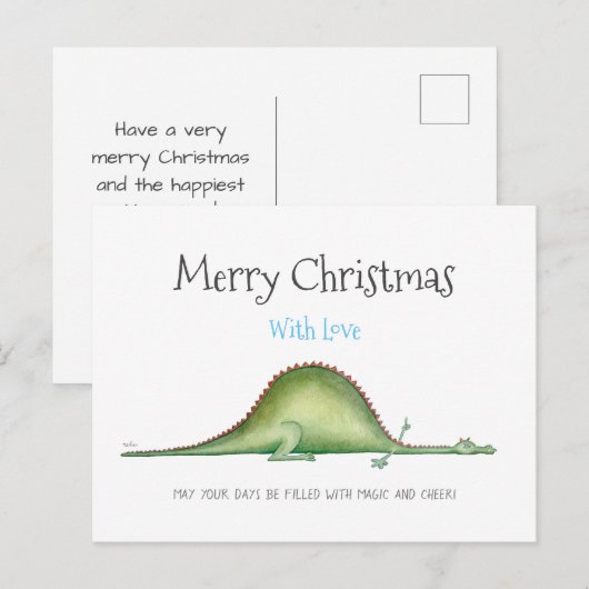 Cute dragon uitgerekt op de vloer briefkaart (Voorkant / Achterkant)