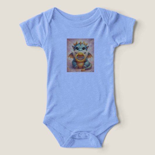 cute Dragon with Pacifier - Baby Bodysuit  (Design voorkant)