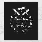 Cute Dragonflies Black Vrijgezellenfeest Hartelijk Wijn Etiket (Enkel label)