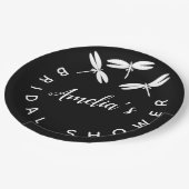 Cute Dragonflies Black Vrijgezellenfeest Papieren Bordje (Gekanteld)