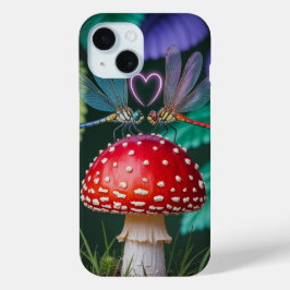 Cute Dragonflies on a Mushroom -  iPhone 15 Case